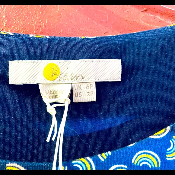 Boden Philippa Hem Detail 3/4 Sleeve Rainbow Print Midi Dress Size 6 fun boho - Picture 2 of 8